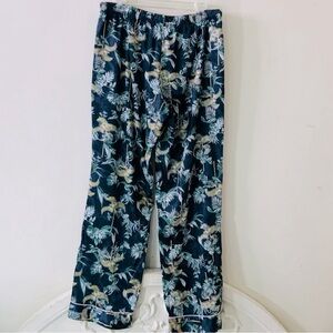 Black Satin Palm Print Pajama Pant